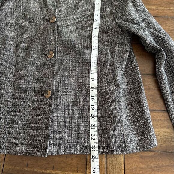 J Jill Blazer Womens Gray Tweed Lightweight Linen Blend Blazer Size Medium Tall - Picture 4 of 13